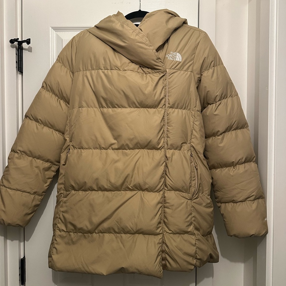 The North Face Beige Hooded Puffer Coat